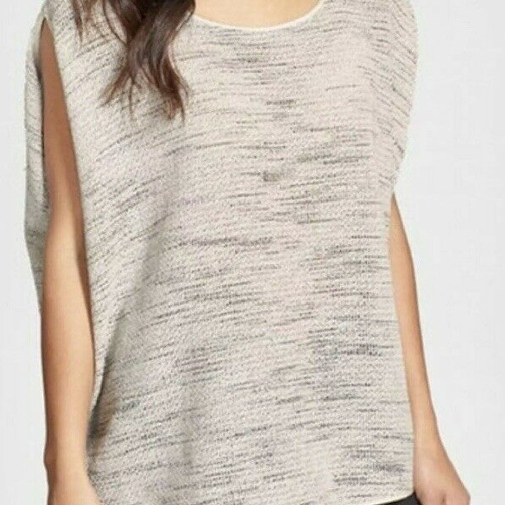 EILEEN FISHER TAN SCOOP NECK OVERSIZED TOP - Picture 1 of 4